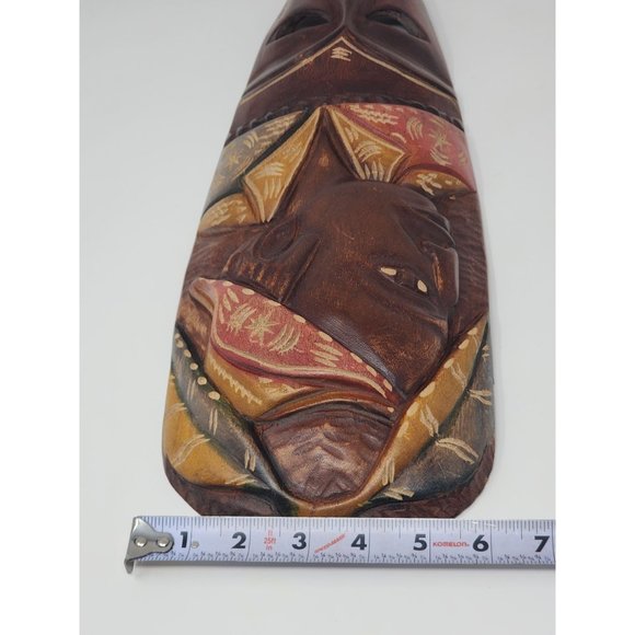African Wooden Tribal Mask Hand Carved Wall‎ Hanging Art - Picture 4 of 7